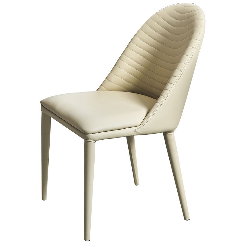 Sillas de comedor de cuero de diseño moderno, sillas laterales sin brazos con respaldo sólido (juego de 2)