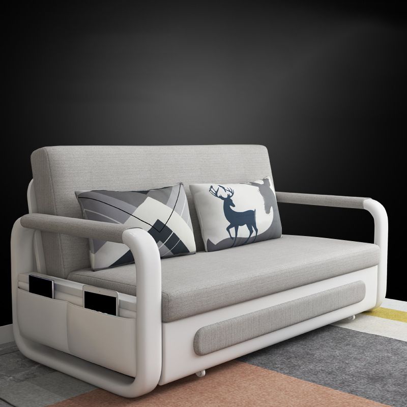 Light Gray 30.70" Wide Sofa Bed Linen Sleeper Sofa with Upholstered and Storage Box