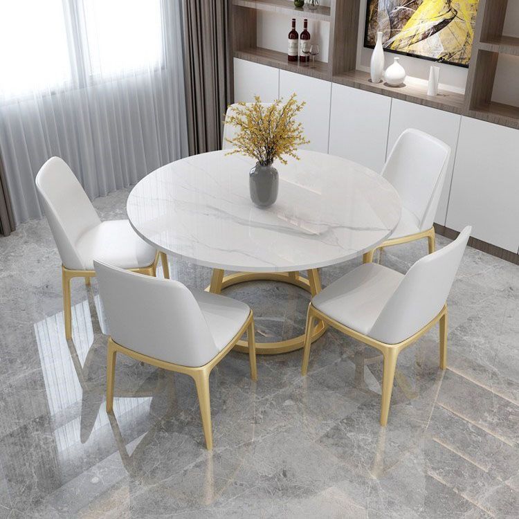 Glam 1/4/6 Pieces Dining Set Round Stone Dining Table for Dining Room