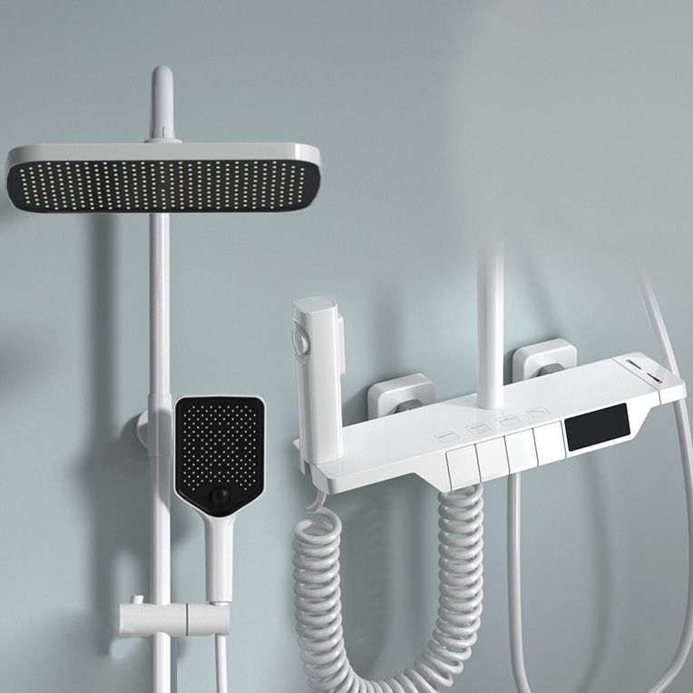 Wall Mounted Shower Arm Shower Faucet Metal Shower System with Slide Bar in White