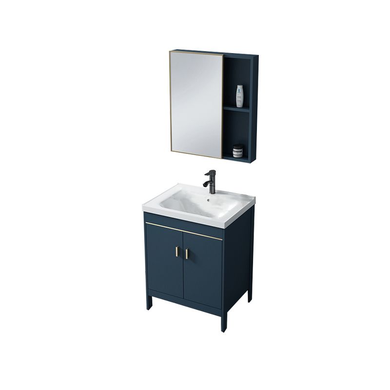 Contemporary Blue Sink Cabinet Metal Mirror Cabinet Bathroom Vanity Cabinet
