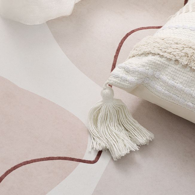 Apricot Tone Modern Indoor Rug Polyester Abstractic Print Carpet Easy Care Rug for Home Decoration