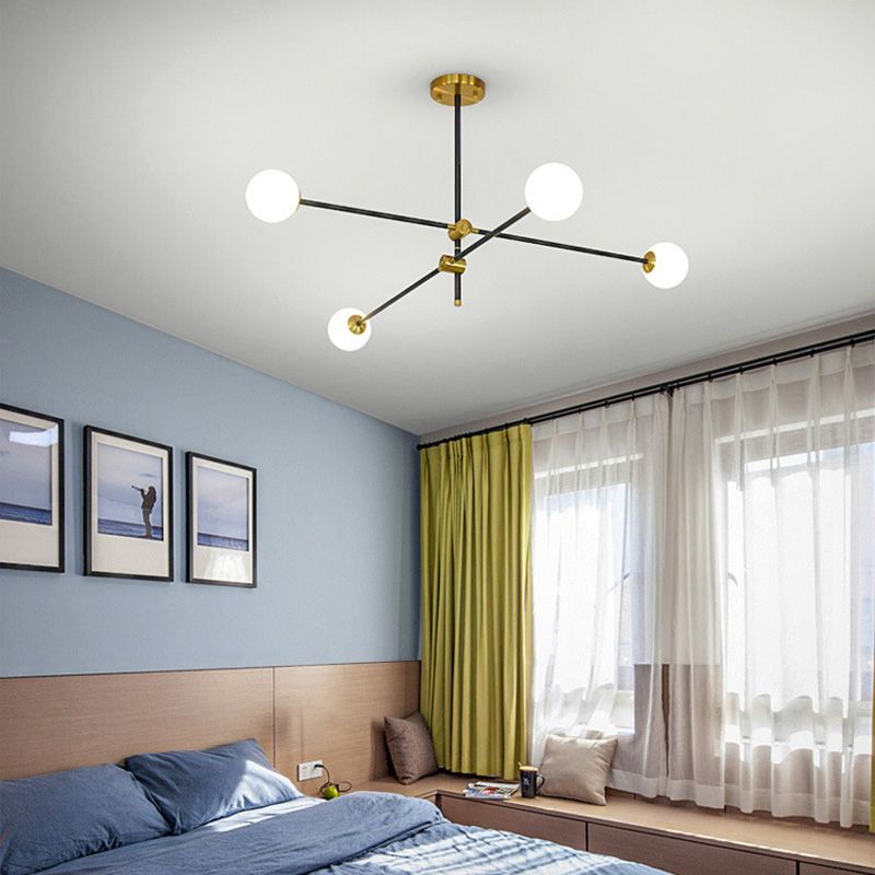 Lámpara de lámpara de suspensión industrial negro globo de vidrio múltiples luces colgantes de techo colgante