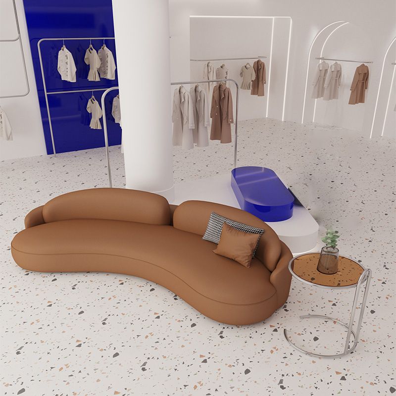 28.34" Wide Faux Leather Curved Sofa Contemporary Armless Sofa for Living Room