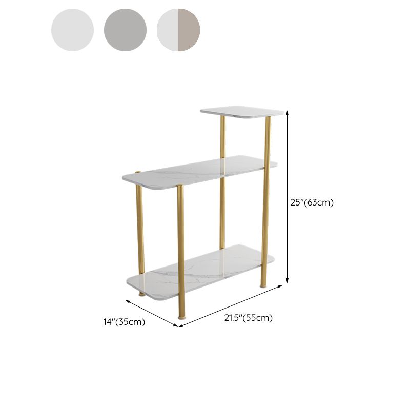 Contemporary Rectangular Side Table Slate Top 4 Legs End Table