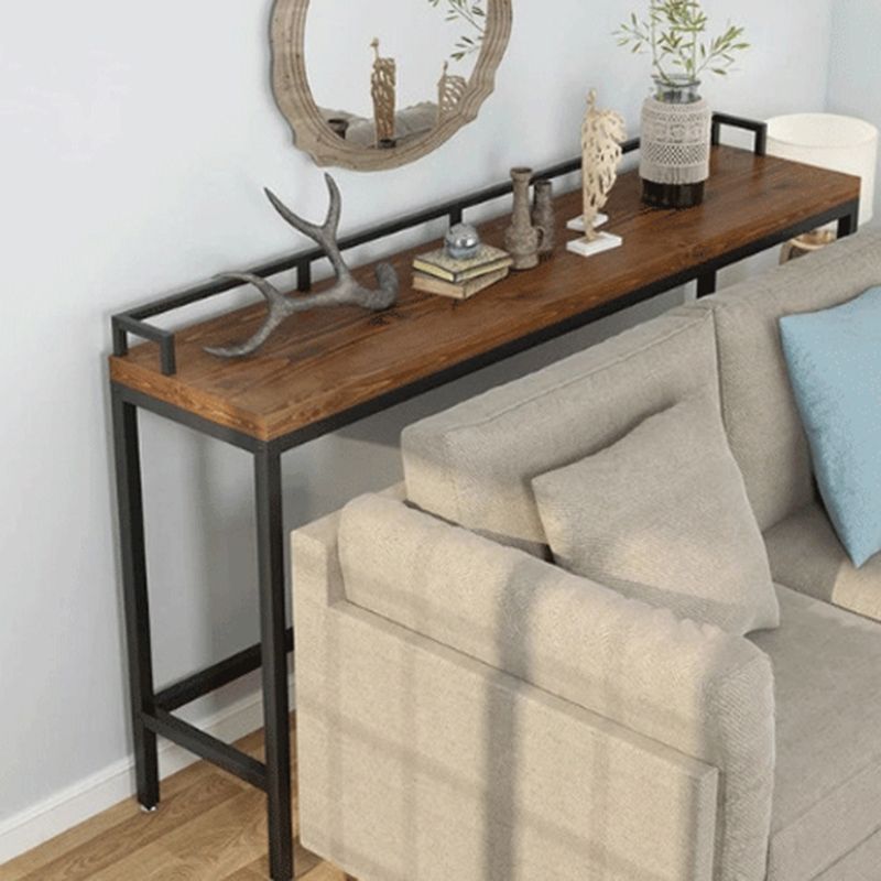 Industrial Bar-height Table Solid Wood Top Pub Table with Black Base