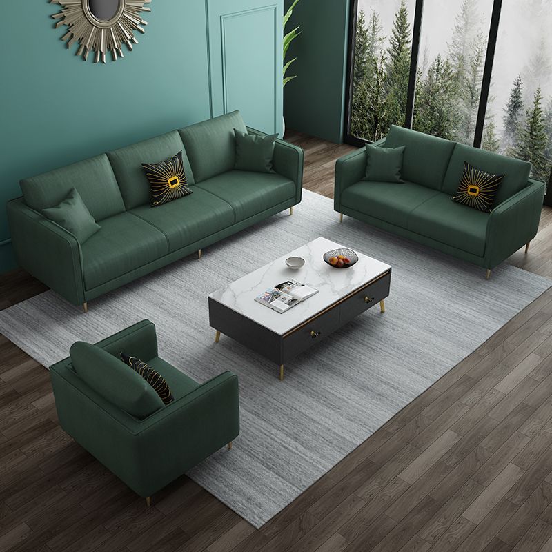 32.28" D x 72.83" W x 33.07" H Faux Leather Tuxedo Arm Sofa with Bolster Pillows