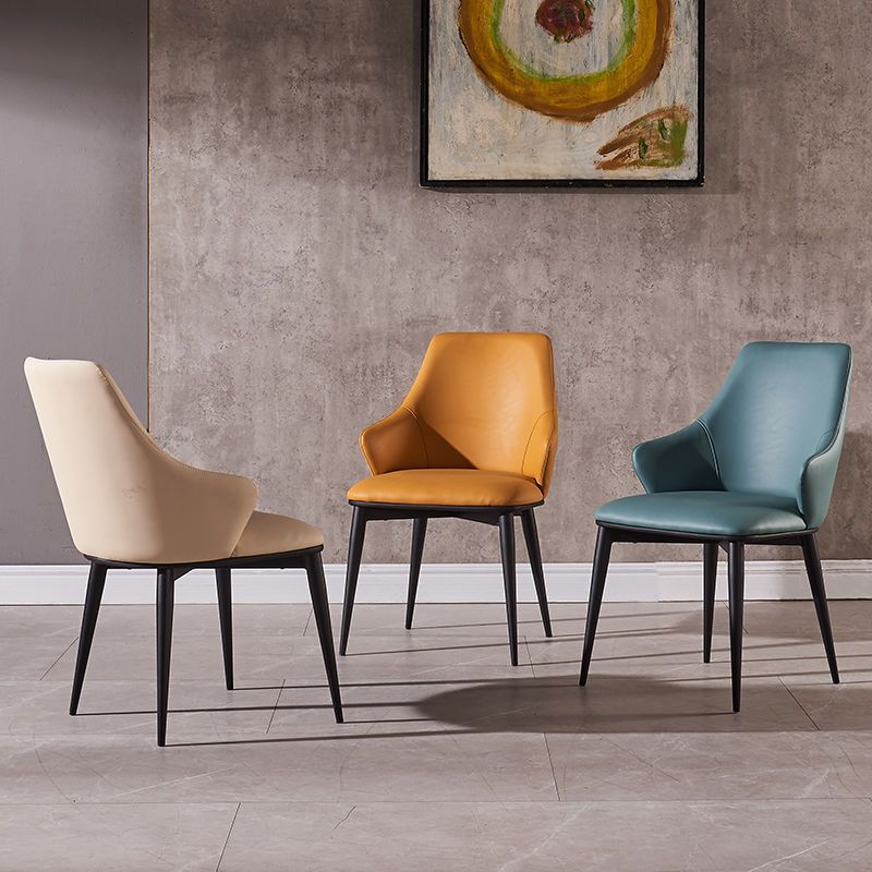 Faux Leather Dining Chair Wingback Side Chair in Matte Finish