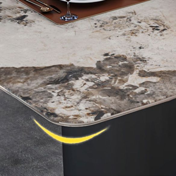 Contemporary Style Dining Set with Sintered Stone Dining Table and Cushion Chairs