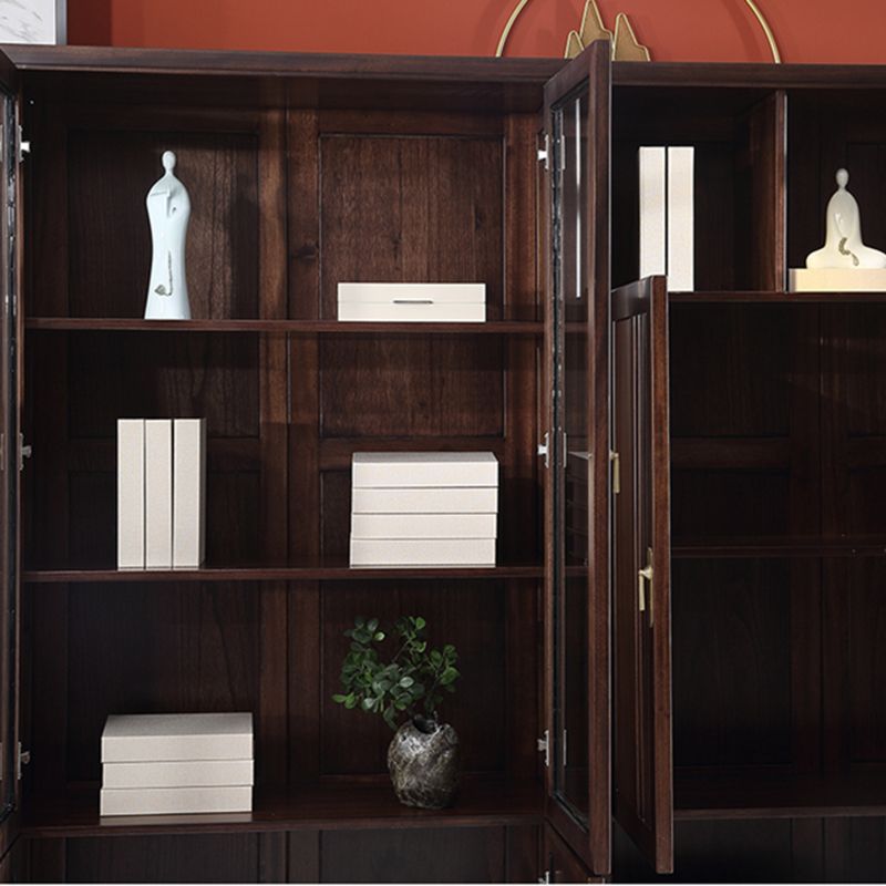 Closed Back Wood Bookshelf Contemporary Bookcase with Cabinets