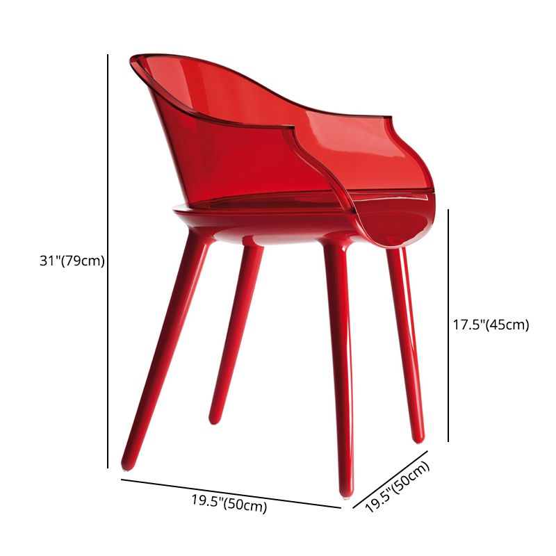 Scandinavian Style Plastic Chair Set Solid Back Arm Kitchen Single Dining Chair