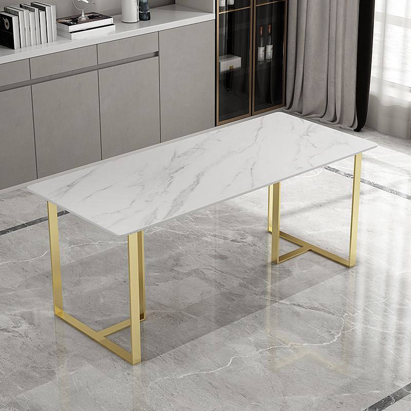 Traditional Luxury Rectangle Table Stone Double Pedestal Dining Site Table