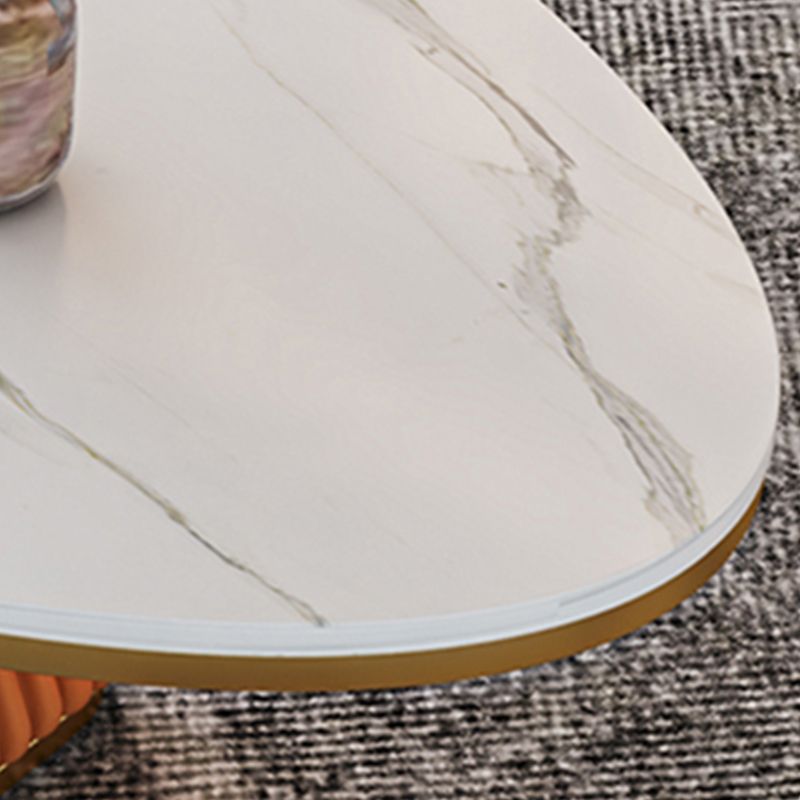 Elliptical Stone Coffee Table Pedestal 1 Single Cocktail Table - 17.72" H