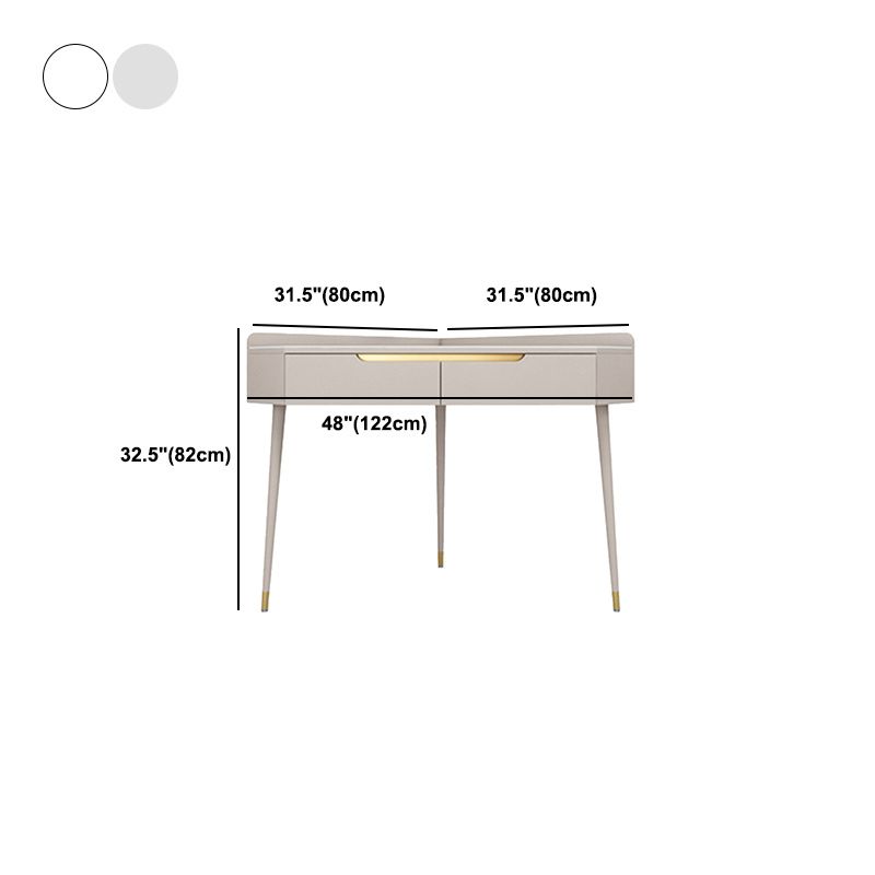 Glam White/Grey Makeup Vanity Desk Slate Top Vanity Makeup Table Set