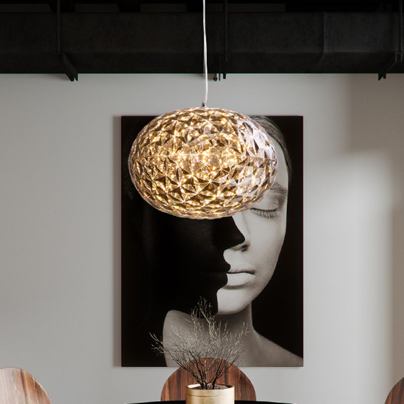 10"/12" W LED Bedside Pendant Lighting Contemporary Grey Hanging Lamp with Ball Acrylic Shade