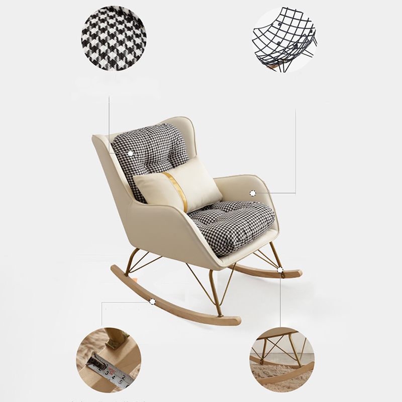 Contemporary Rocking Chair Rubber Wood Frame Wing Chair Back Indoor Rocking Chair