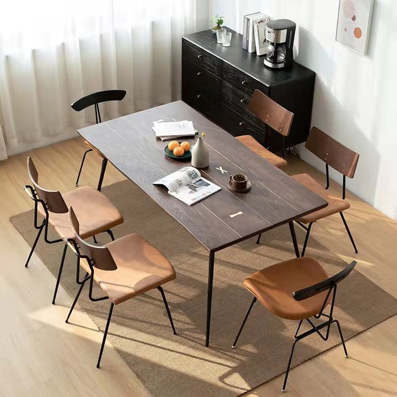Industrial Dining Set 1/5/6/7 Pcs Solid Wood Dining Table and Armless Chairs