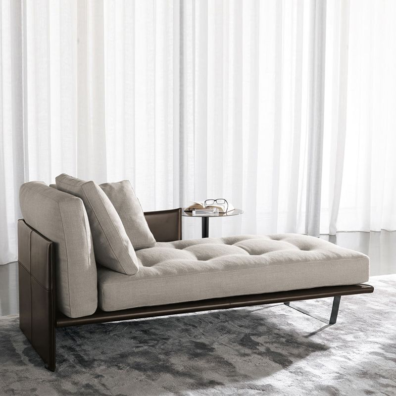 Living Room Chaise Square Arms Modern Chaise Lounge with Upholster