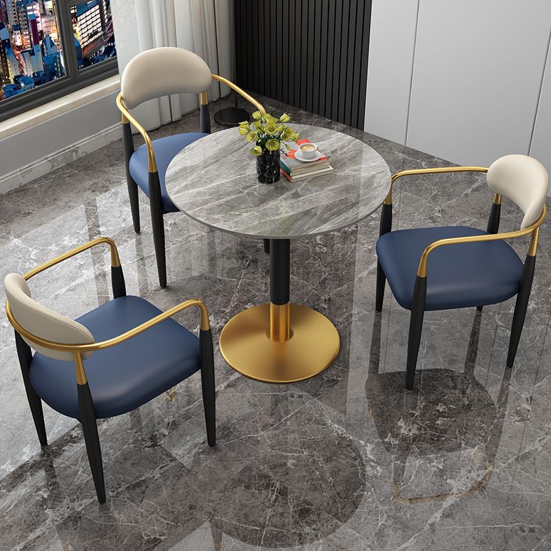 Round Dining Room Table Luxury Pedestal Base Desk of Sintered Stone