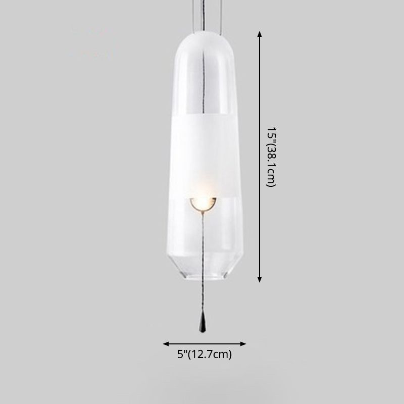 1 Light Pendant Lighting Fixtures Modern Cylindrical Glass Hanging Lights for Bedroom
