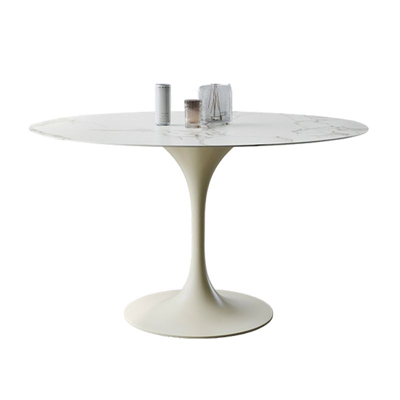 Ronde tulpen moderne eettafel witte toon vaste tafel met sinteren steen