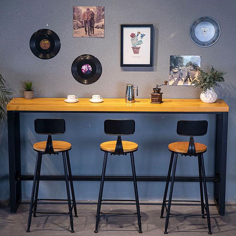 Industrial Bar Table Rectangle Solid Wood Bar Height Pub Table for Cafe
