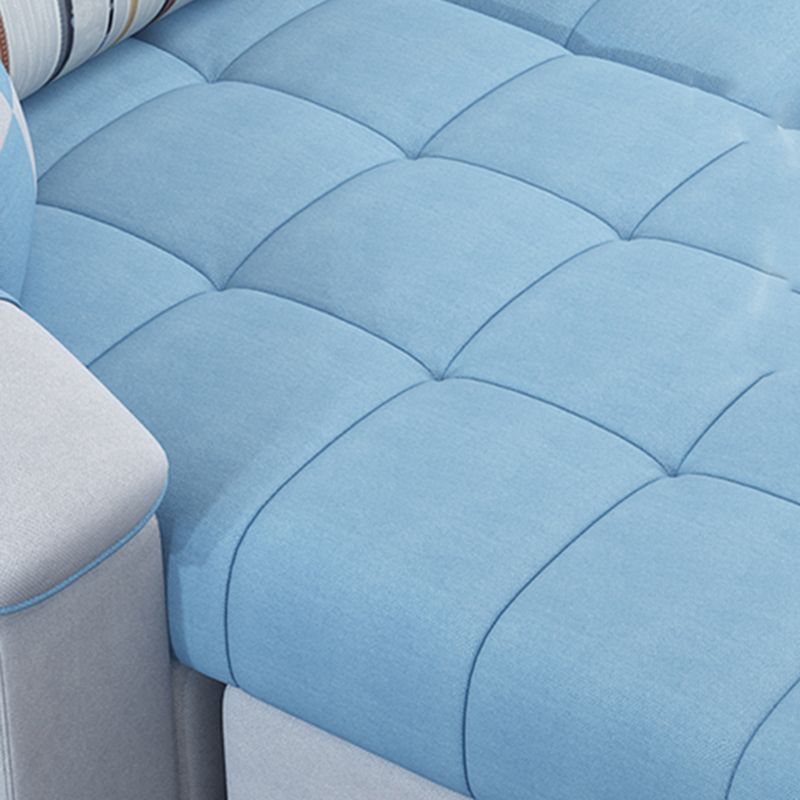 Slipcovered Tufted Pillowed Back Cushions Sectional Sofa with Storage