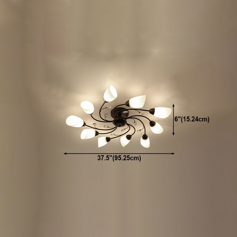 Black Flush Mounted Lamp Simple Style Glass Cone Ceiling Light Fixture