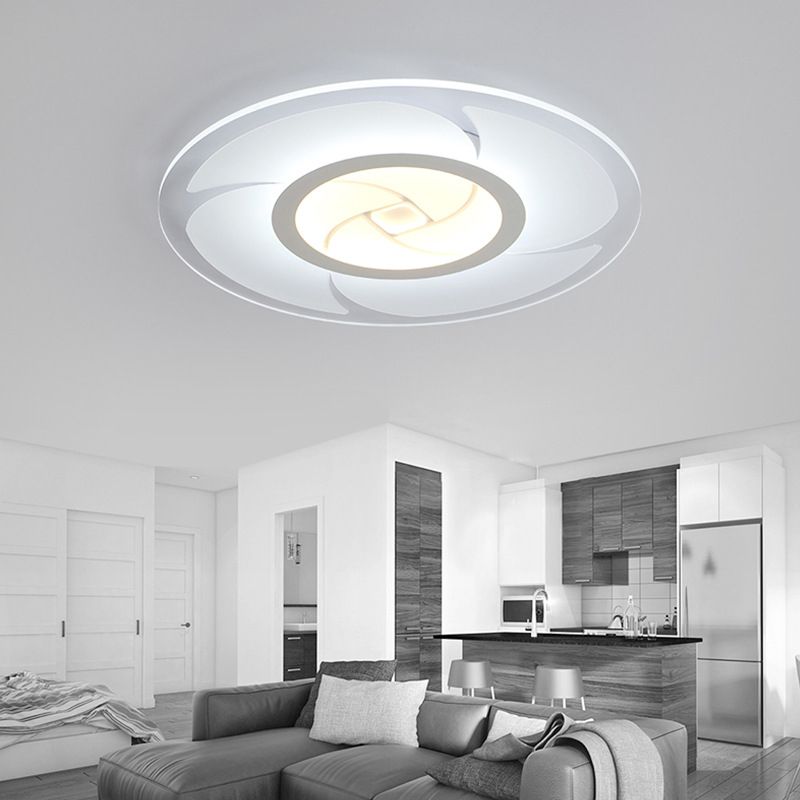 Pinwheel Pattern Disc Thin Ceiling Light Modern Acrylic 16.5"/24.5"/31" W LED White Flush Mounted Lamp in Warm/White Light