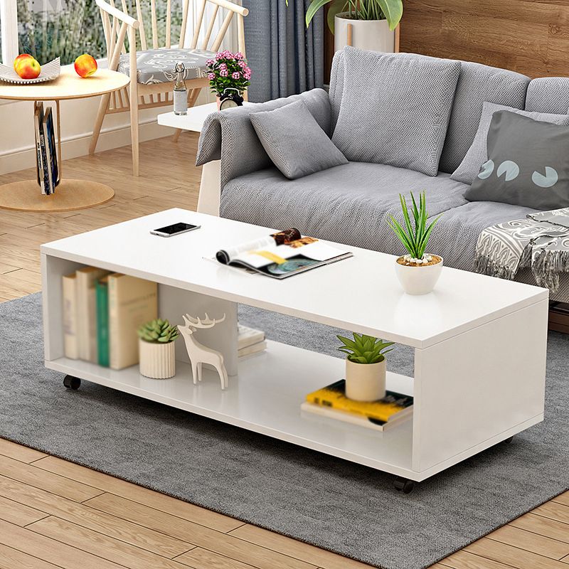 Geometric 1 Single Coffee Table Wood Cocktail Table with Casters