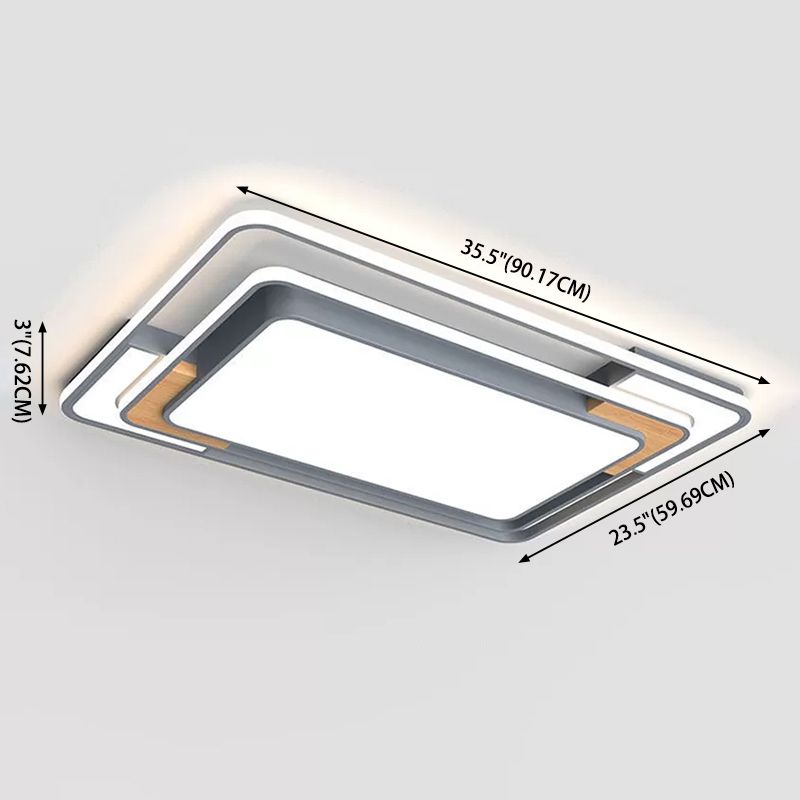 Plafonnier LED gris de forme géométrique, design nordique acrylique, plafonnier pour salon