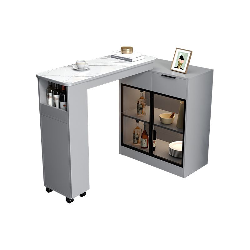 Contemporary Style Stone Rectangle Bar Height Table for Living Room