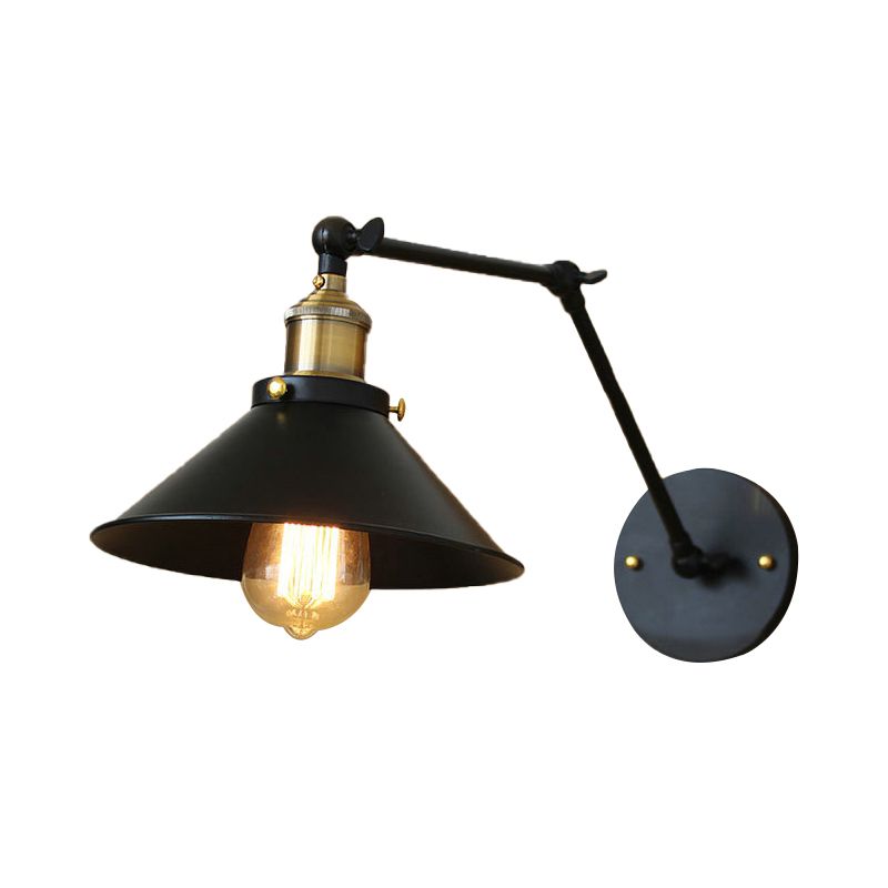 1 Light Sconce Light Aibriture Vintage Black Finitura METALLICA ARM Metallic Regolable Wall Lighting per tavolo da pranzo