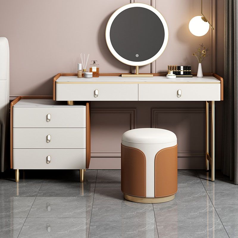 Contemporary Vanity Dressing Table Set Wood Vanity Tables with Slate Top