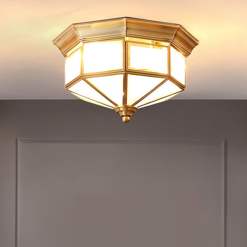 Sitting Room Colonial Style Ceiling Light Metal Overhead Lighting Fixture in Gold