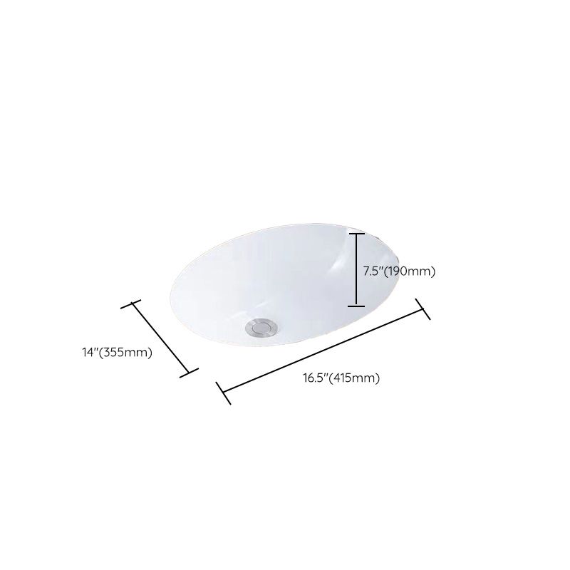 Traditional Undermount Bathroom Sink Porcelain with Overflow Basin Sink(Without Faucet)