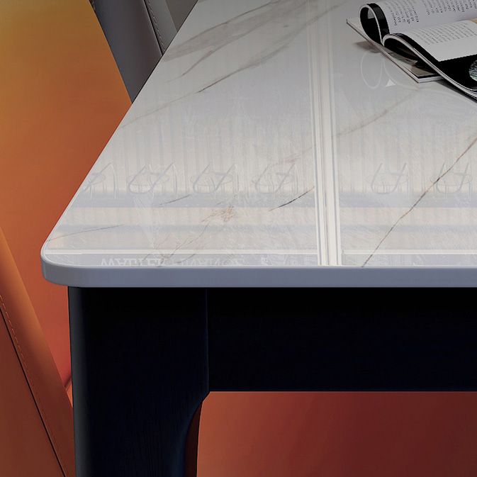 Rectangle Industrial Dining Table Two-Color Fixed Table with Sintered Stone