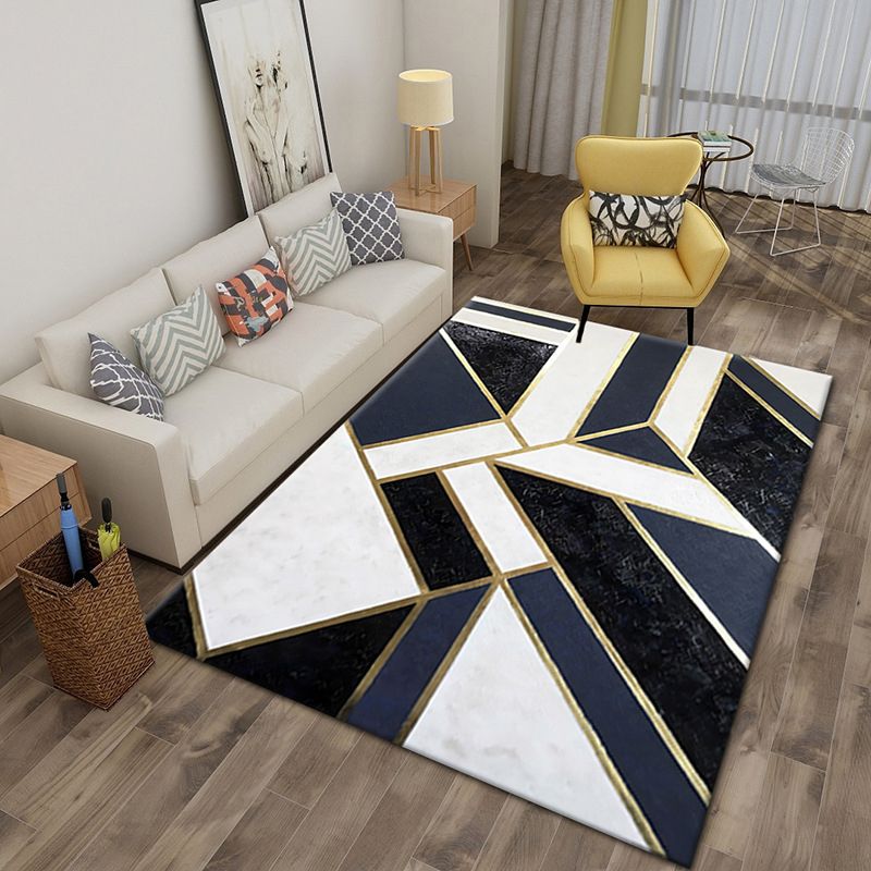 Abstract Indoor Rug Polyester Marble Print Carpet Washable Area Rug for Living Room