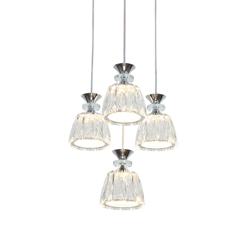 Glockenförmige Kristallcluster Anhänger moderne Chrom -LED -LED Hängende Licht für Esszimmer