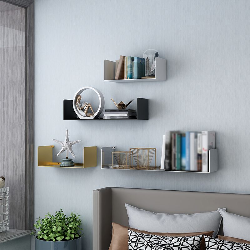 Metal Floating Bookcase Modern Style Closed Back Bookshelf for Home Office