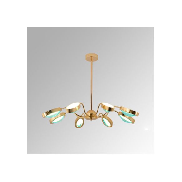 Trommel kroonluchter hanglamp met ovale glazen schaduw postmodern metaal 6/8 lichten goudhangend plafondlicht voor woonkamer