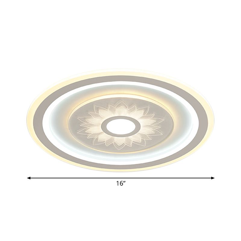 Lampada del soffitto circolare Light Acrilic LED contemporaneo Lucello a filo con motivo a fiori