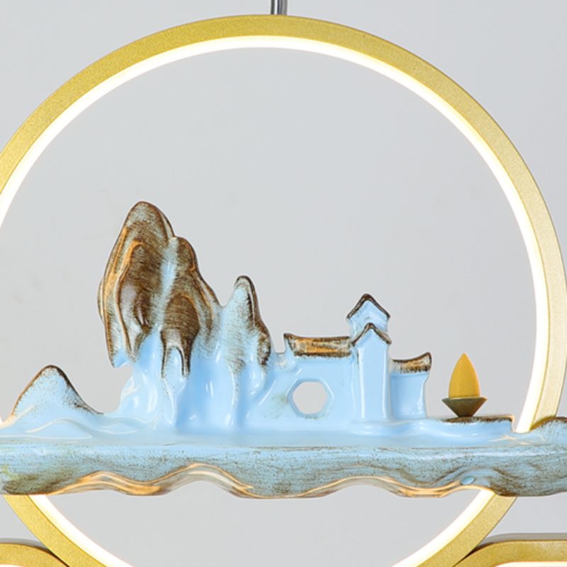 Resina luces colgantes colgantes chinas lámparas colgantes lineales modernas para comedor