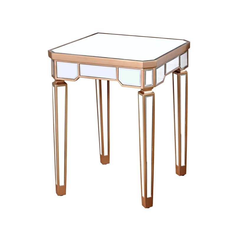 Modern 25.6" Tall 4 Legs End Table Square Glass Top End Table