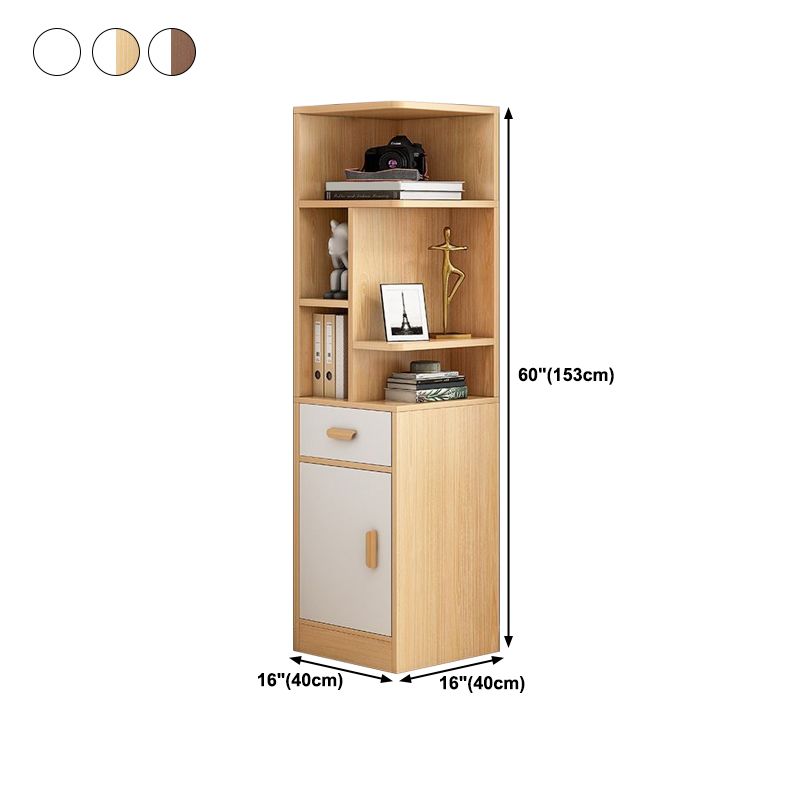 Engineered Wood Shelf Bookcase Scandinavian Corner Bookcase for Study Room