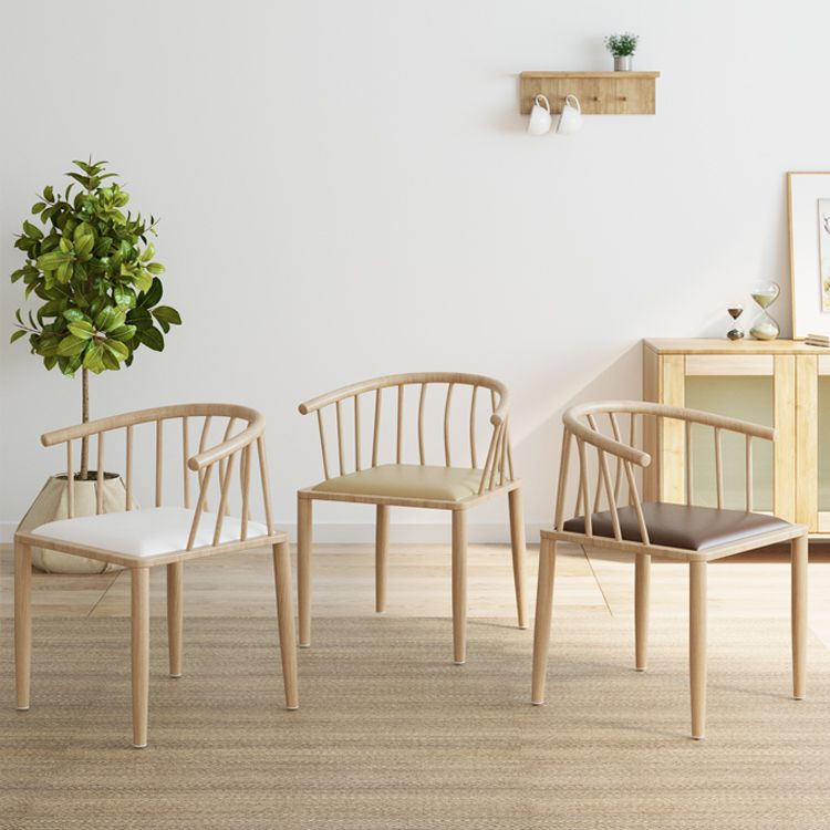 Contemporary Metal Dining Room Chairs Upholstered Armchair for Home Use