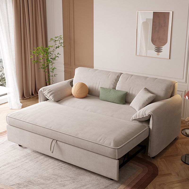 Pillow Included Sofa Futon Light Gray Square Arm Convertible Sofa