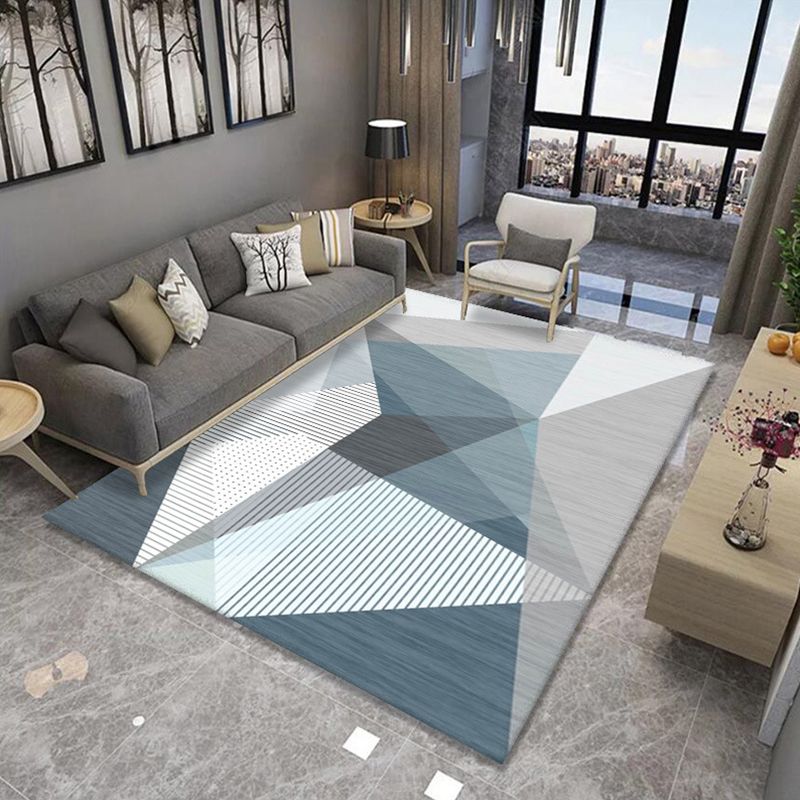 Formal Living Room Rug Multi Color Geometric Patterned Carpet Synthetics Anti-Slip Backing Washable Rug