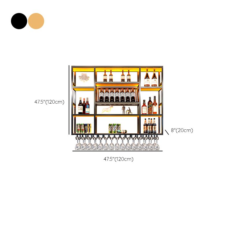 Wine Rack Modern Style Wall Mounted Wine Holder Rack with Wooden Shelf