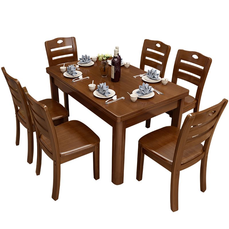 Simplicity Rectangle Dining Site Table Solid Wood Dining Room Collection with 4 Legs